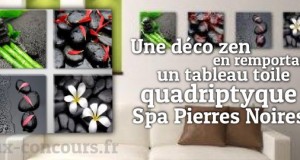 Ambiance Zen avec ce quadriptyque Spa et Pierres Noires